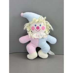 Bantam Vtg Terry Cloth Clown Pastel Yellow Pink Blue Color Block Baby Toy